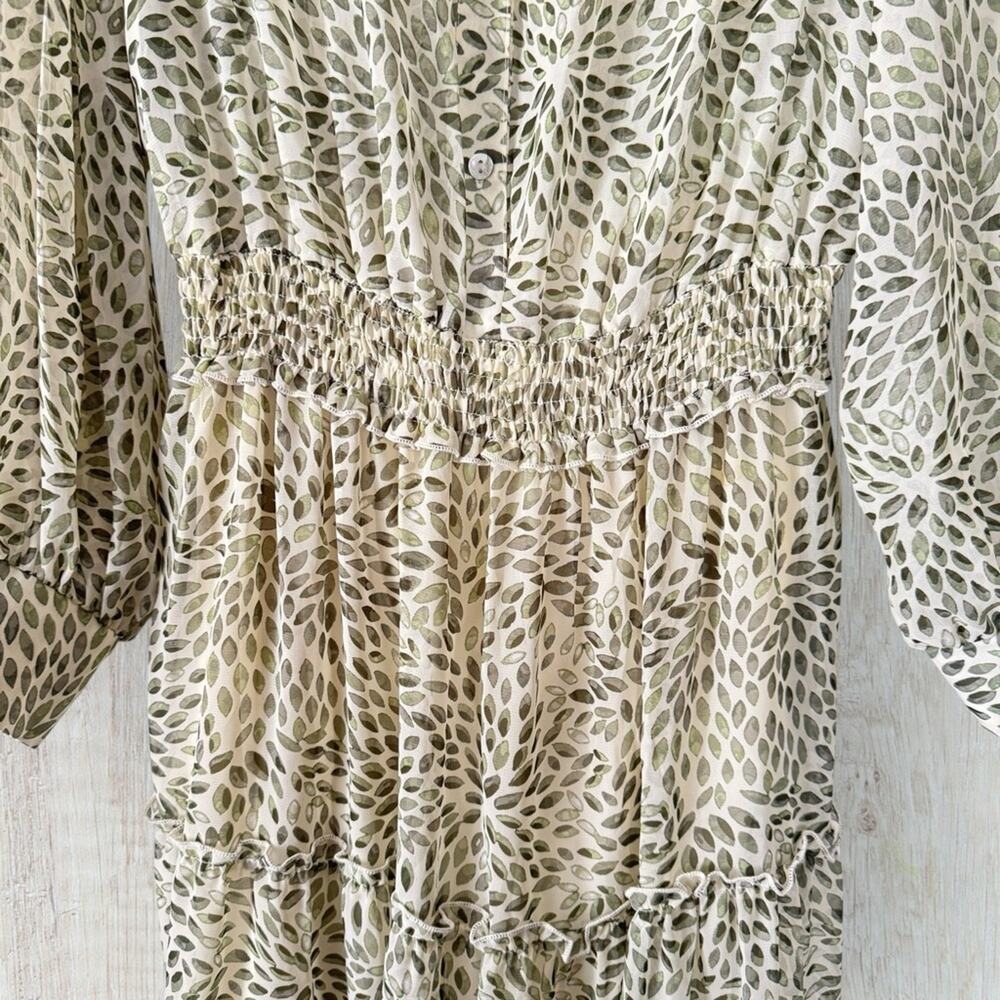 Kate and Lily leaf print long sleeve tired maxi dress, size 12 - Picture 7 of 10